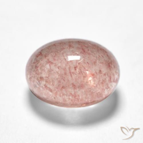 1.30 ct Pink Strawberry Quartz Stone, Natural Strawberry Quartz in Oval Cabochon Shape for Sale