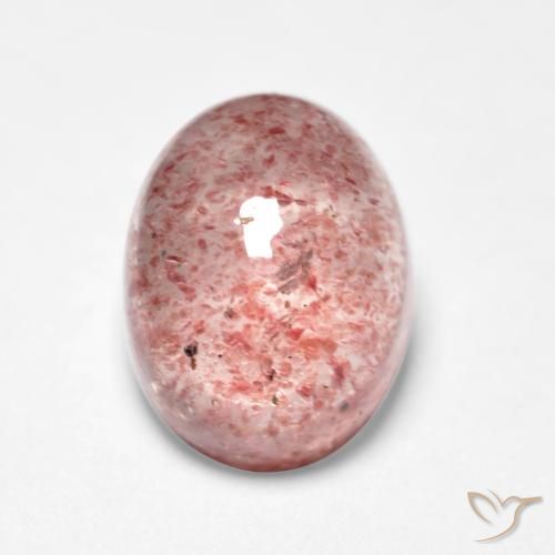 Quartz Fraise Rose oval cabochon 1,7 ct De Russie, dimension 8,1 x 6,3mm, pierre gemme naturelle Non traité, pureté Translucide, 1 pièce Quartz Fraise de couleur Rose terreux, dureté Mohs de 7 convient aux bijoux de tous les jours, pierre de sagesse, Photo A