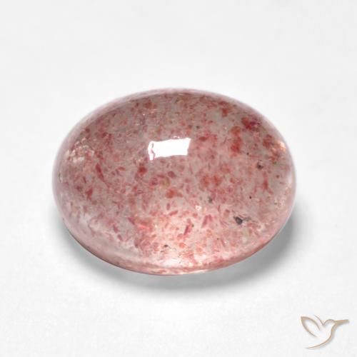 1.70 ct Pink Strawberry Quartz Stone, Natural Strawberry Quartz in Oval Cabochon Shape for Sale