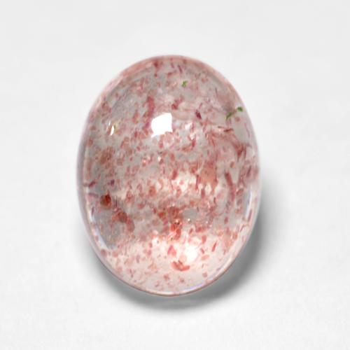 Light Pink Strawberry Quartz Gem - 1.5ct Oval Cabochon (ID: 553700)