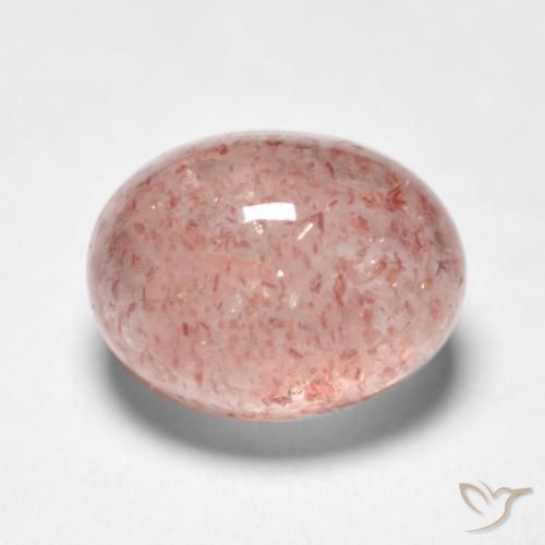 1.88 ct Pink Strawberry Quartz Stone, Natural Strawberry Quartz in Oval Cabochon Shape for Sale