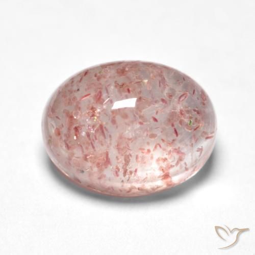 1.58 ct Pink Strawberry Quartz Stone, Natural Strawberry Quartz in Oval Cabochon Shape for Sale