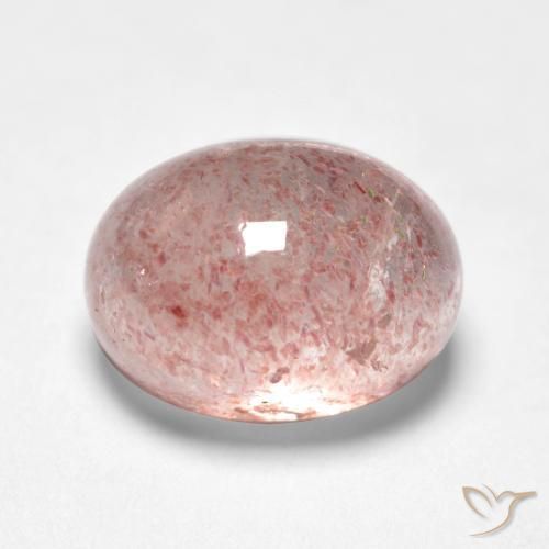 1.75 ct Pink Strawberry Quartz Stone, Natural Strawberry Quartz in Oval Cabochon Shape for Sale