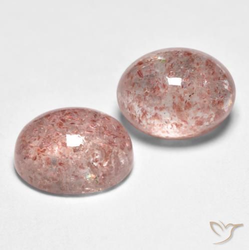 3.26 ctw Pink Strawberry Quartz Stones, Natural Strawberry Quartz in Oval Cabochon Shape for Sale
