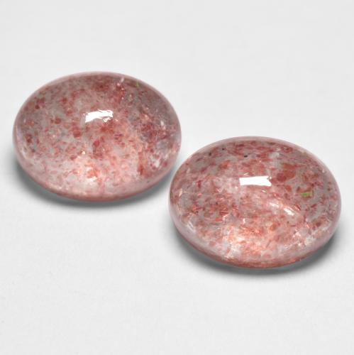 Medium Pink Strawberry Quartz Gem - 1.5ct Oval Cabochon (ID: 554005)
