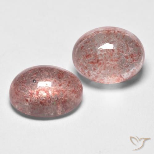 3.31 ctw Pink Strawberry Quartz Stones, Natural Strawberry Quartz in Oval Cabochon Shape for Sale