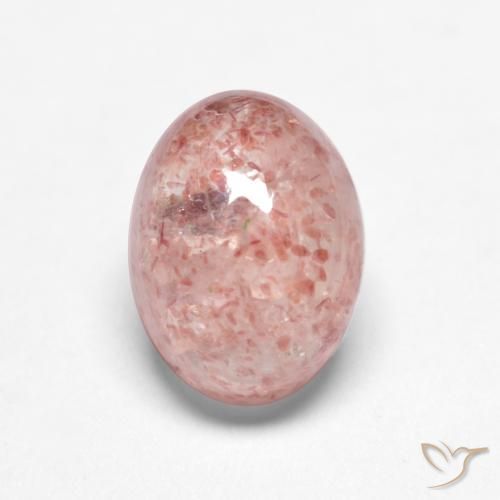 Pink Tone Strawberry Quartz Gem - 1.2ct Oval Cabochon (ID: 554012)