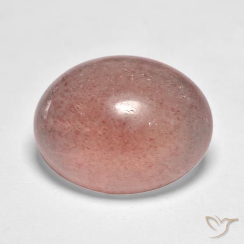7.34 ct Pink Strawberry Quartz Stone, Natural Strawberry Quartz in Oval Cabochon Shape for Sale