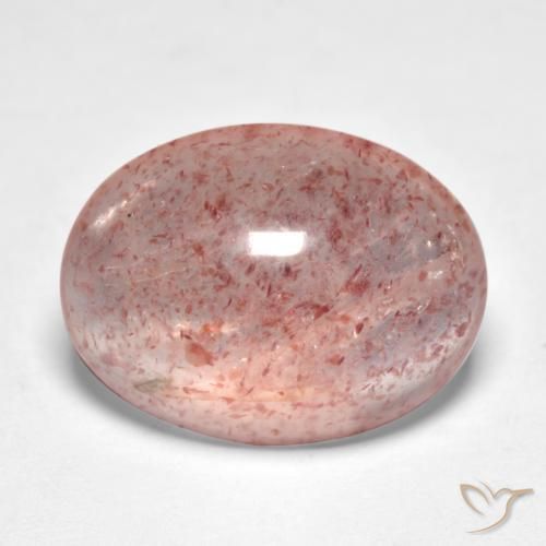 7.71 ct Pink Strawberry Quartz Stone, Natural Strawberry Quartz in Oval Cabochon Shape for Sale