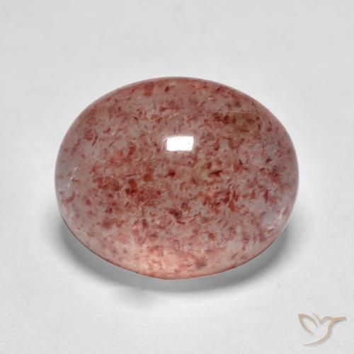 6.93 ct Pink Strawberry Quartz Stone, Natural Strawberry Quartz in Oval Cabochon Shape for Sale