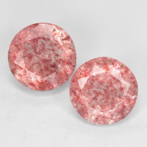 Medium-Light Pink Strawberry Quartz Gem - 0.5ct Round Facet (ID: 554463)