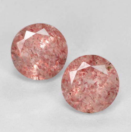 Earthy Reddish Pink Strawberry Quartz Gem - 0.6ct Round Facet (ID: 555549)