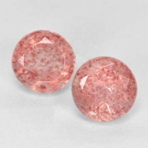 Medium-Light Pink Strawberry Quartz Gem - 0.5ct Round Facet (ID: 555550)
