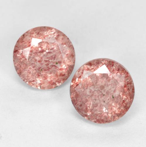 Reddish Pink Strawberry Quartz Gem - 0.5ct Round Facet (ID: 555552)