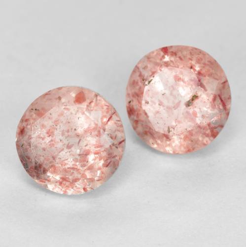1.13 ctw Pink Strawberry Quartz Stones, Natural Strawberry Quartz in Round Facet Shape for Sale