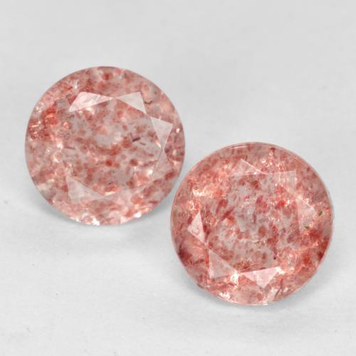 Rosado medio Cuarzo Fresa Gema - 0.5ct Faceta Redonda (ID: 555557)