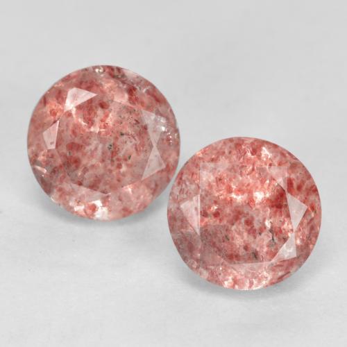 Raspberry Pink Strawberry Quartz Gem - 0.6ct Round Facet (ID: 555558)