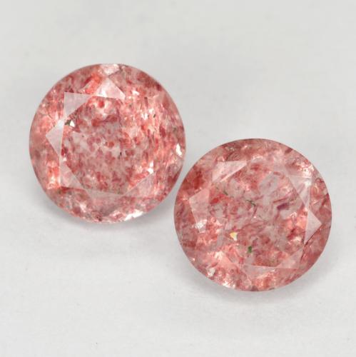 Оттенки розового Клубничный Кварц Камень - 0.5ct Круглая Фасетная Огранка (ID: 555559)