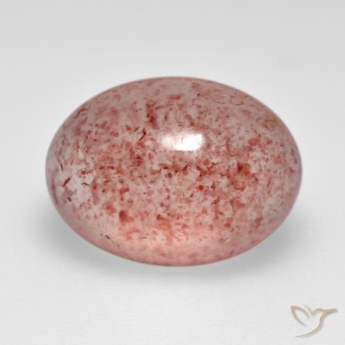 7.67 ct Pink Strawberry Quartz Stone, Natural Strawberry Quartz in Oval Cabochon Shape for Sale