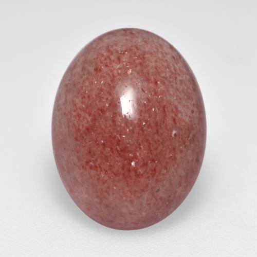 Brick Red Strawberry Quartz Gem - 7.8ct Oval Cabochon (ID: 555887)