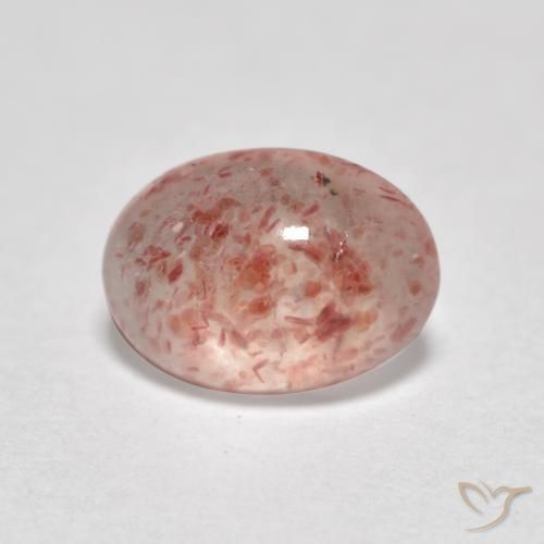 0.83 ct Pink Strawberry Quartz Stone, Natural Strawberry Quartz in Oval Cabochon Shape for Sale