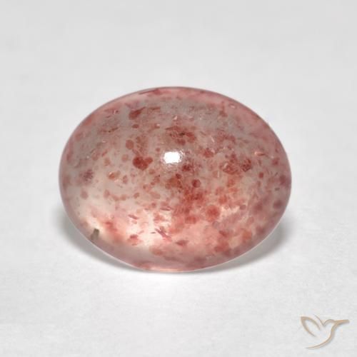 0.92 ct Pink Strawberry Quartz Stone, Natural Strawberry Quartz in Oval Cabochon Shape for Sale