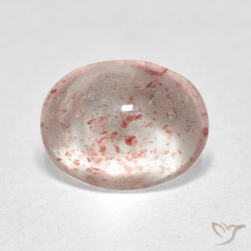 1.00 ct Pink Strawberry Quartz Stone, Natural Strawberry Quartz in Oval Cabochon Shape for Sale