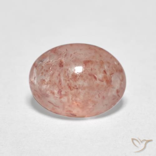 0.99 ct Pink Strawberry Quartz Stone, Natural Strawberry Quartz in Oval Cabochon Shape for Sale