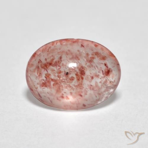 0.96 ct Pink Strawberry Quartz Stone, Natural Strawberry Quartz in Oval Cabochon Shape for Sale