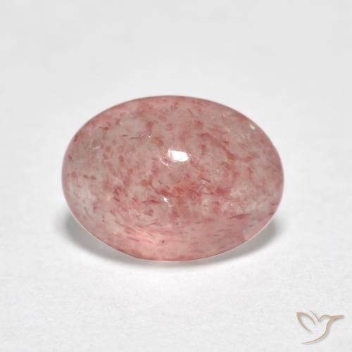 0.96 ct Pink Strawberry Quartz Stone, Natural Strawberry Quartz in Oval Cabochon Shape for Sale
