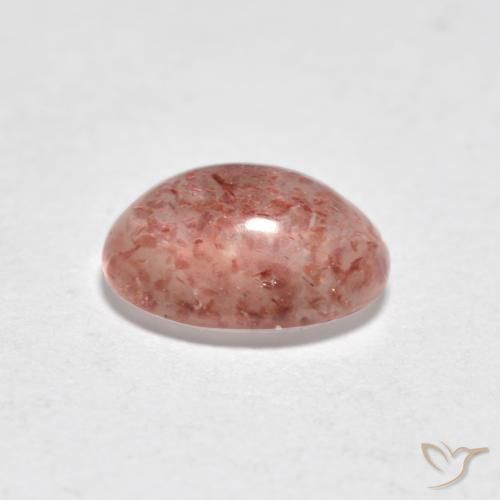 Strawberry Quartz Gemstone in 7.1 x 5.4 mm Size for Sale, Strawberry Quartz Stone in Medium Pink Color