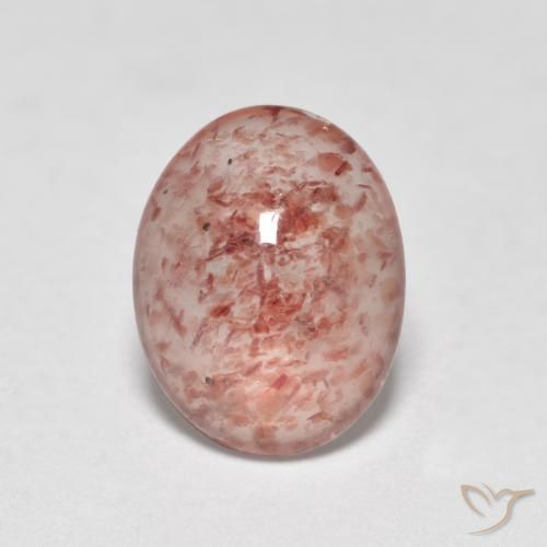 1.12 ct Pink Strawberry Quartz Stone, Natural Strawberry Quartz in Oval Cabochon Shape for Sale