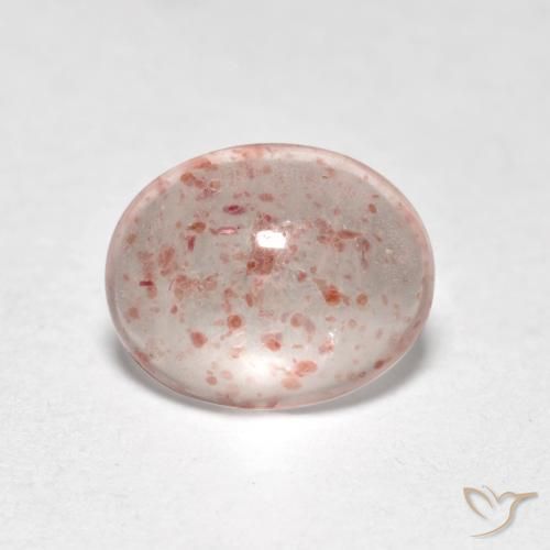 0.90 ct Pink Strawberry Quartz Stone, Natural Strawberry Quartz in Oval Cabochon Shape for Sale