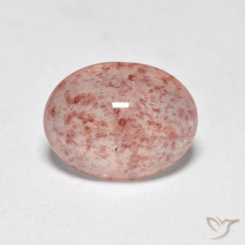 0.95 ct Pink Strawberry Quartz Stone, Natural Strawberry Quartz in Oval Cabochon Shape for Sale