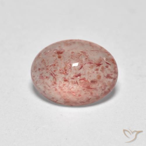 0.89 ct Pink Strawberry Quartz Stone, Natural Strawberry Quartz in Oval Cabochon Shape for Sale