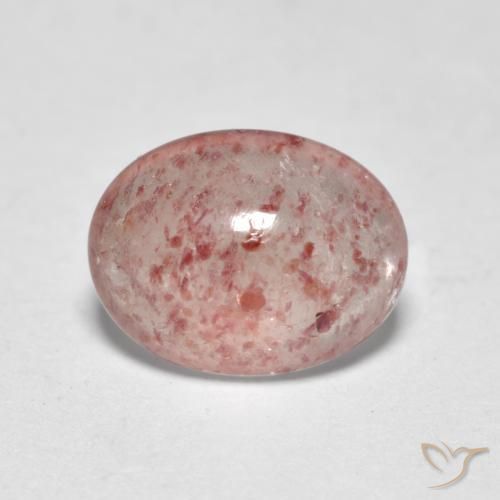 1.09 ct Pink Strawberry Quartz Stone, Natural Strawberry Quartz in Oval Cabochon Shape for Sale