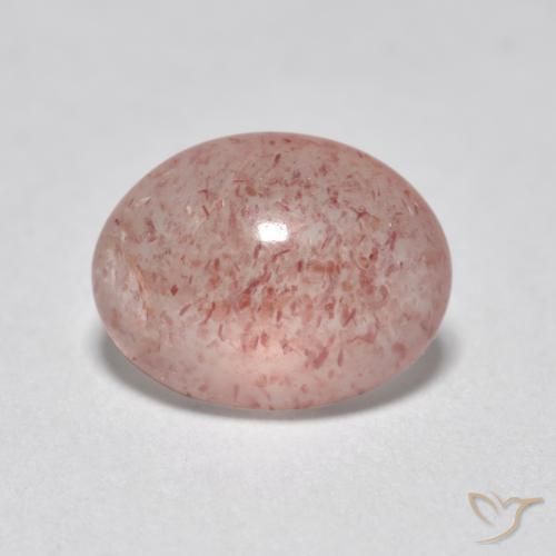 1.11 ct Pink Strawberry Quartz Stone, Natural Strawberry Quartz in Oval Cabochon Shape for Sale