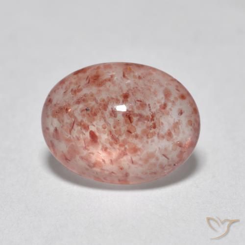 0.93 ct Pink Strawberry Quartz Stone, Natural Strawberry Quartz in Oval Cabochon Shape for Sale
