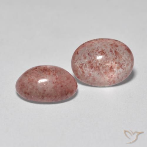2.07 ctw Pink Strawberry Quartz Stones, Natural Strawberry Quartz in Oval Cabochon Shape for Sale