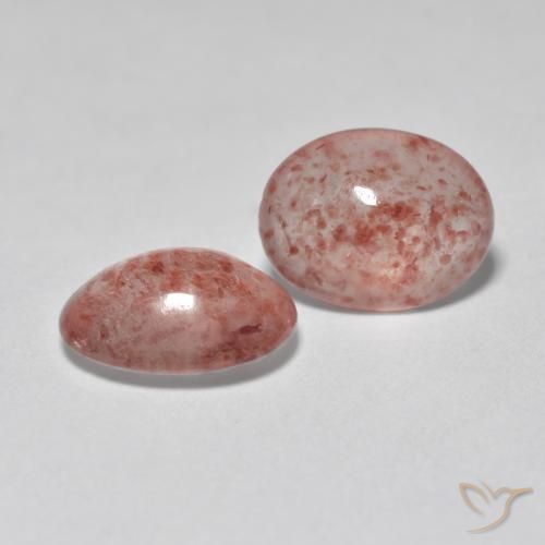 1.99 ctw Pink Strawberry Quartz Stones, Natural Strawberry Quartz in Oval Cabochon Shape for Sale