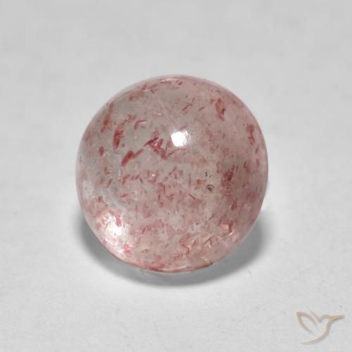 1.63 ct Pink Strawberry Quartz Stone, Natural Strawberry Quartz in Round Cabochon Shape for Sale