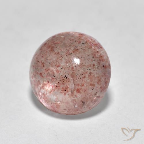 2.35 ct Pink Strawberry Quartz Stone, Natural Strawberry Quartz in Round Cabochon Shape for Sale