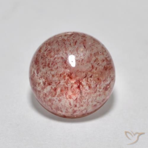 2.43 ct Pink Strawberry Quartz Stone, Natural Strawberry Quartz in Round Cabochon Shape for Sale