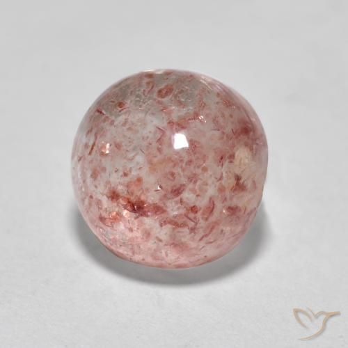 1.90 ct Pink Strawberry Quartz Stone, Natural Strawberry Quartz in Round Cabochon Shape for Sale