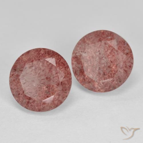 6.12 ctw Pink Strawberry Quartz Stones, Natural Strawberry Quartz in Round Facet Shape for Sale