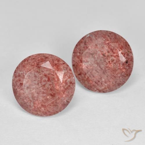 5.38 ctw Pink Strawberry Quartz Stones, Natural Strawberry Quartz in Round Facet Shape for Sale