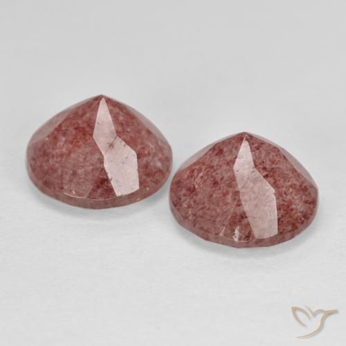 Strawberry Quartz Gemstones in 9 mm (calibrated) Size for Sale, Strawberry Quartz Stones in Medium Pink Color