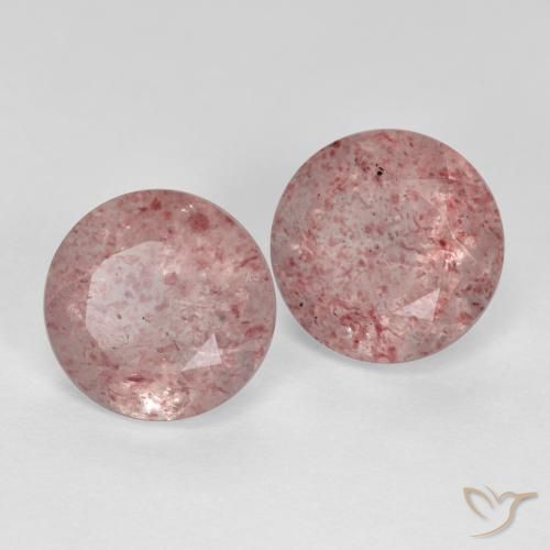 3.88 ctw Pink Strawberry Quartz Stones, Natural Strawberry Quartz in Round Facet Shape for Sale