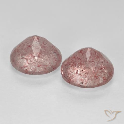 Strawberry Quartz Gemstones in 8 mm (calibrated) Size for Sale, Strawberry Quartz Stones in Light Pink Color
