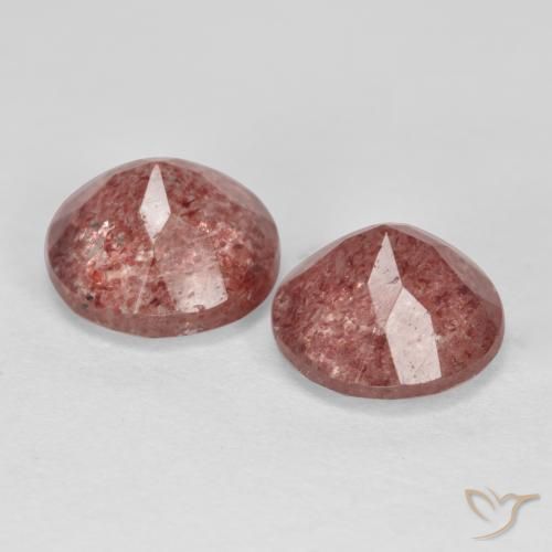 Strawberry Quartz Gemstones in 8 mm (calibrated) Size for Sale, Strawberry Quartz Stones in Dark Pink Color